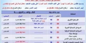 بيان بدرجات الحرارة.. «الأرصاد» توضح حالة الطقس غدًا الخميس 24 أبريل - عرب فايف
