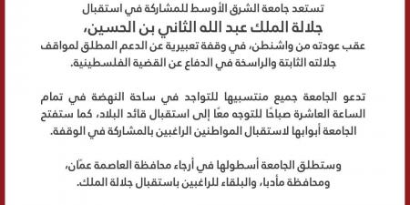 جامعة الشرق الأوسط تشارك في استقبال جلالة الملك وتفتح أبوابها لاستقبال المواطنين - عرب فايف