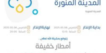 حالة الطقس اليوم في المدينة المنورة: الإنذار الأصفر في المدينة المنورة - عرب فايف