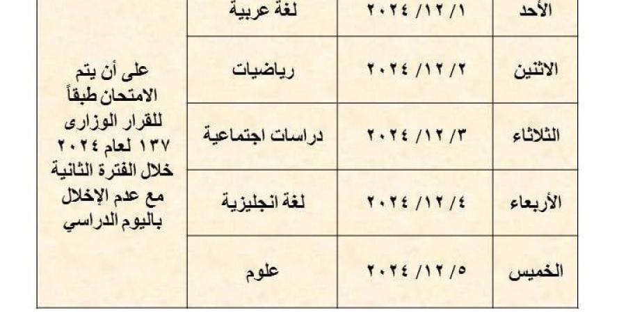 مديرية تعليم القاهرة تعلن مقترح جداول امتحانات شهر نوفمبر - عرب فايف