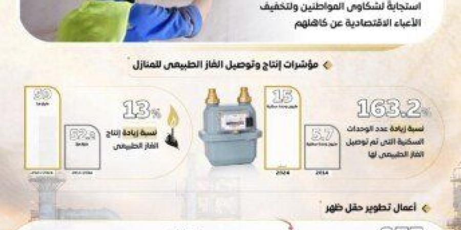 إنفوجرافيك.. مصر تعزز من خدمات توصيل الغاز الطبيعي للمواطنين - عرب فايف