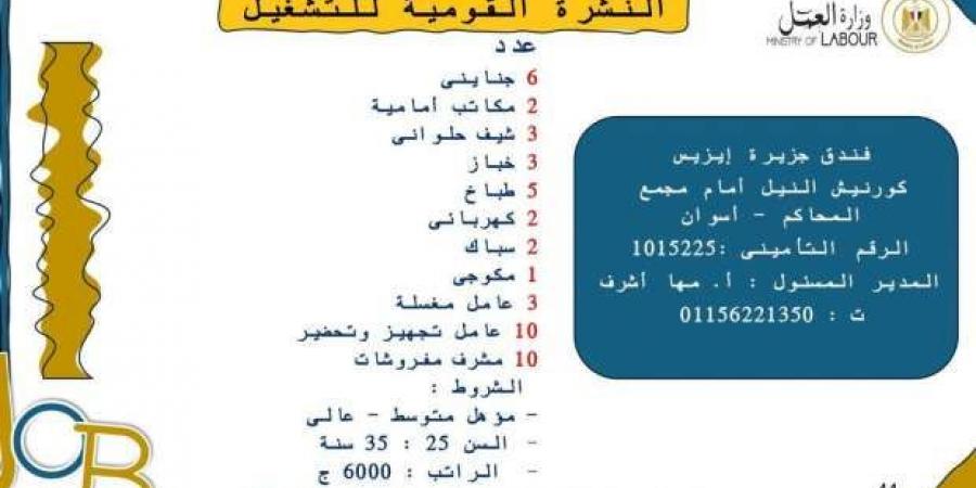 برواتب تبدأ من 6000 جنيه.. فرص عمل للشباب بأسوان «اعرف التفاصيل» - عرب فايف