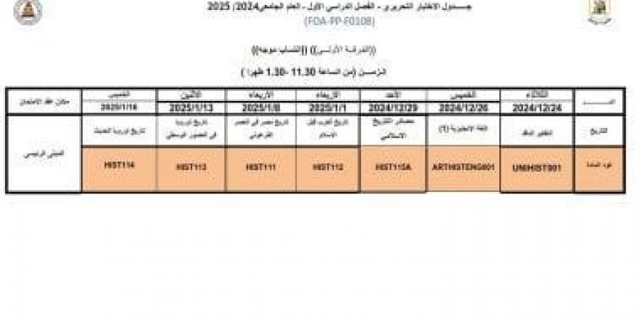 امتحانات نصف العام 2025.. جداول امتحانات الفرقة الأولى آداب جامعة القاهرة - عرب فايف