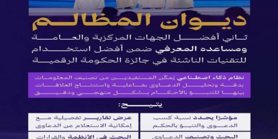 ديوان المظالم يحقق المركز الثاني في مؤشر التحول الرقمي - عرب فايف