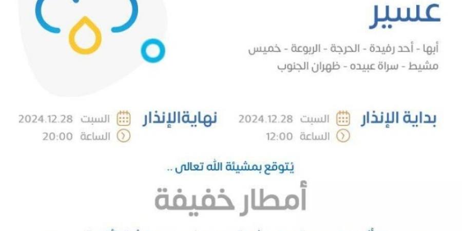 "المركز الوطني للأرصاد" ينبه من تكون أمطار على منطقة عسير - عرب فايف