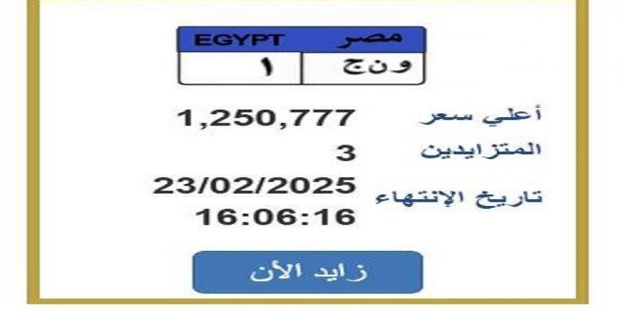 سعرها تخطي مليون جنيه.. التزايد يشتعل على لوحة سيارة مميزة «اعرف الخطوات» - عرب فايف