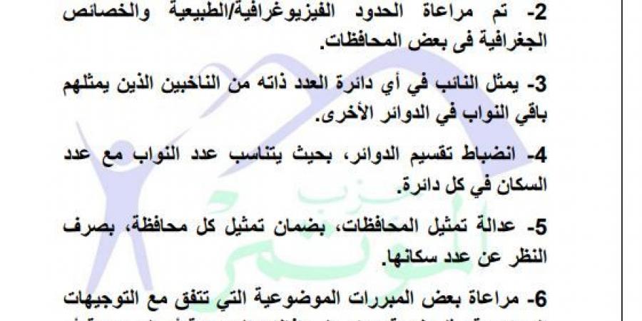 تفاصيل المذكرة الإيضاحية لمشروع قانون تقسيم الدوائر الانتخابية المقدم من حزب المؤتمر .. خاص - عرب فايف