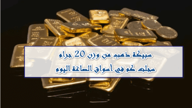 سعر سبيكة الذهب 20 جرام