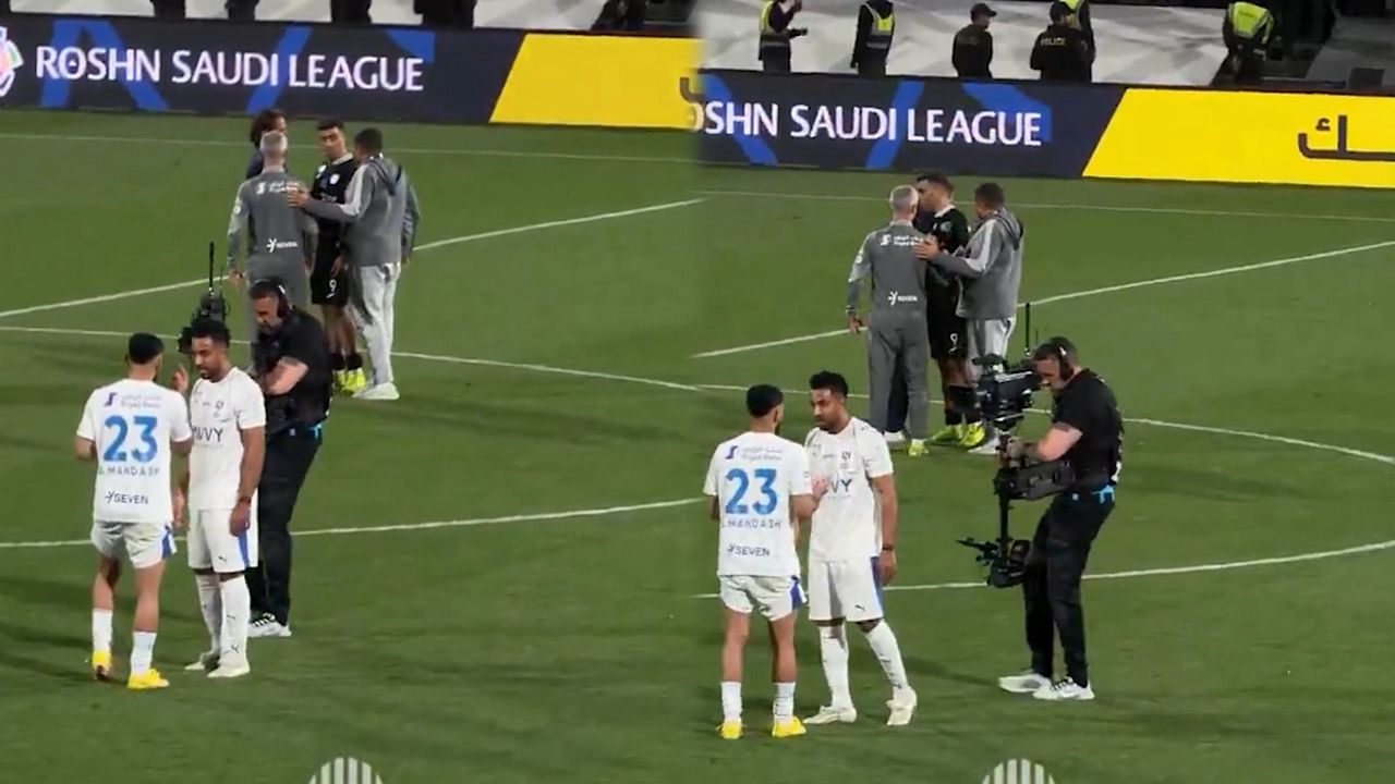 إنزاغي يعانق حمدالله فور انتهاء المباراة فيديو