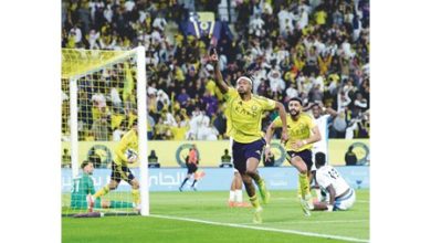 النصر يعود إلى صدارة الدوري السعودي بفوزه على القادسية