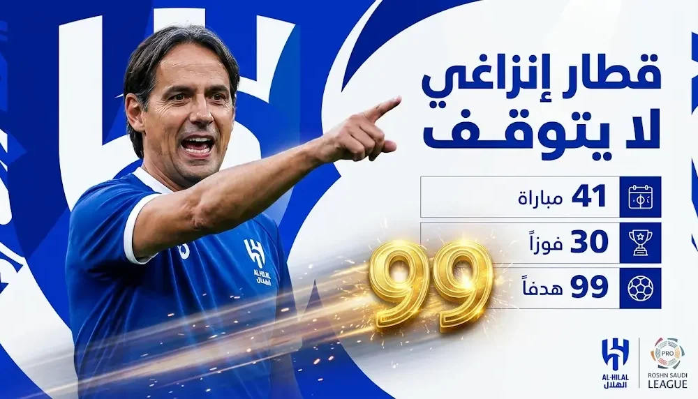 حصاد 41 مباراة لإنزاغي مع الهلال يشهد 30 انتصاراً وفارق هدف واحد يصل "الزعيم" إلى الانجاز رقم 100